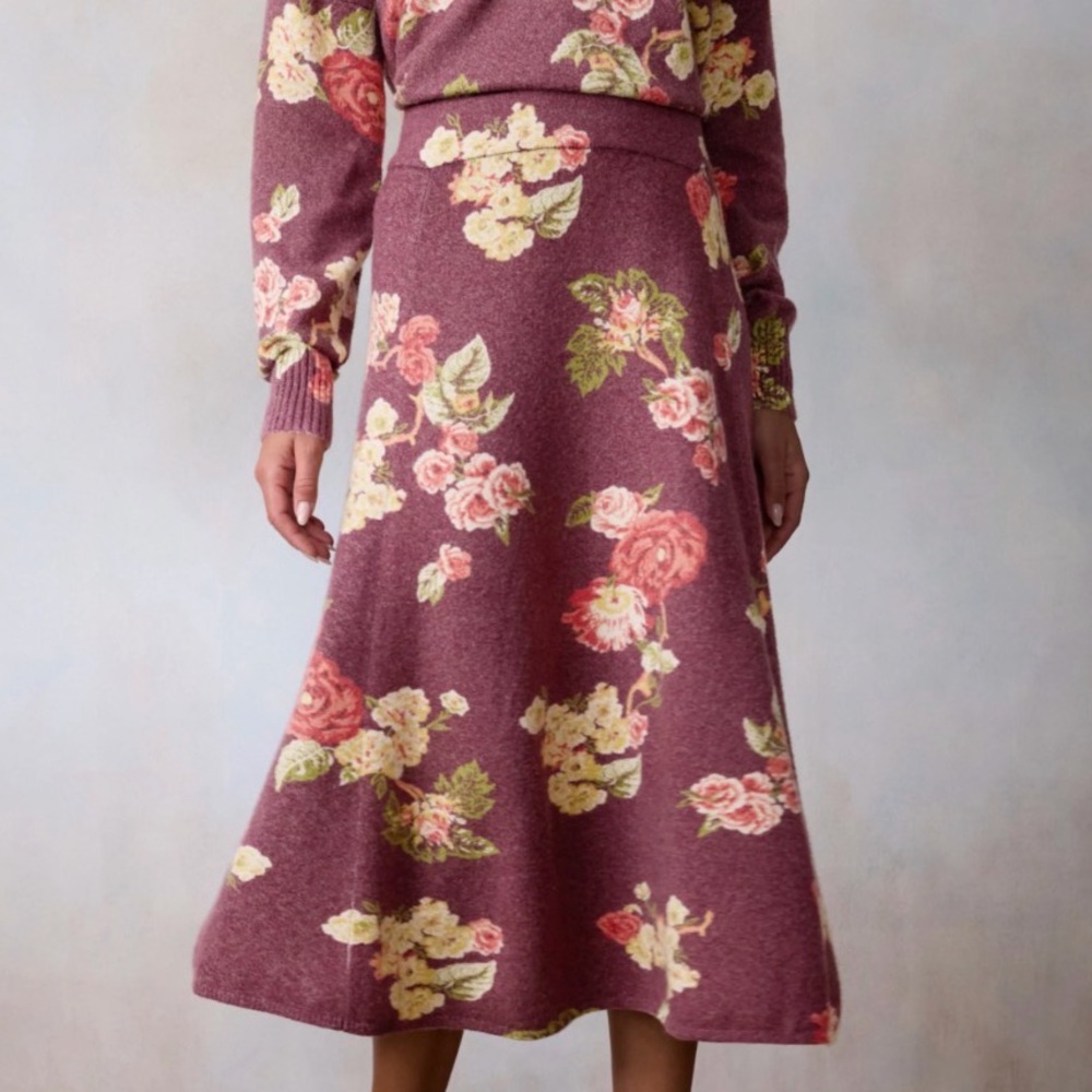 NWOT LC Lauren Conrad Knit Floral A-Line Skirt